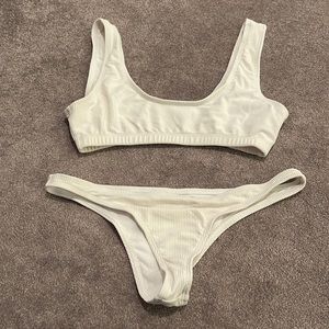 White Ribbed Bikini